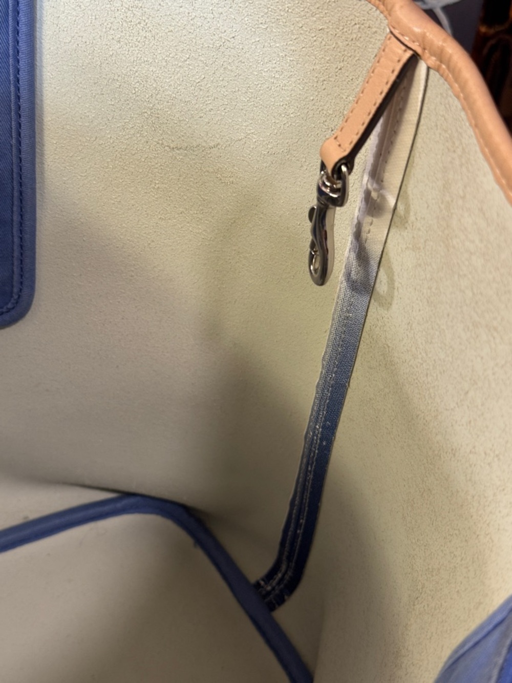 Coach Gradient Tote F30561 Ombre Blue and White Tote Bag with Tan Trim - Picture 9 of 16